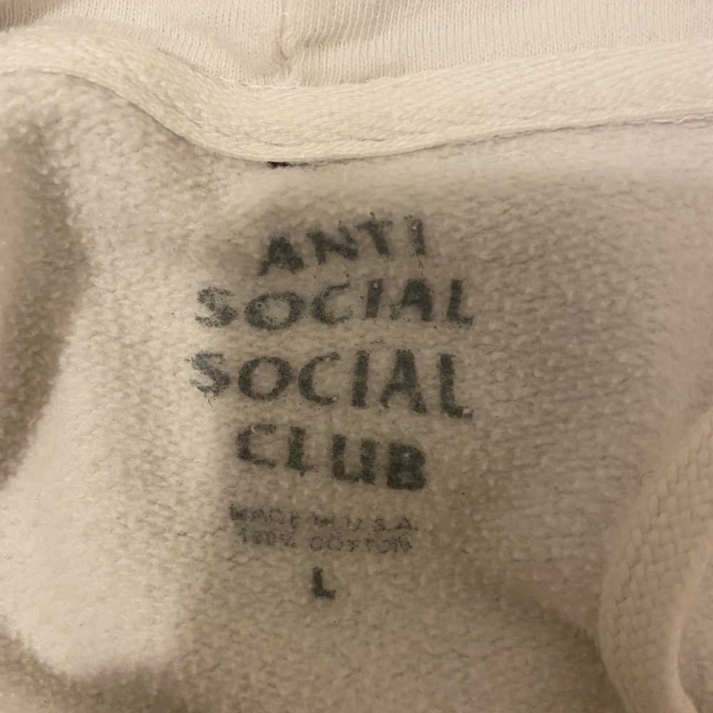 anti social hoodie, white with logo in black!